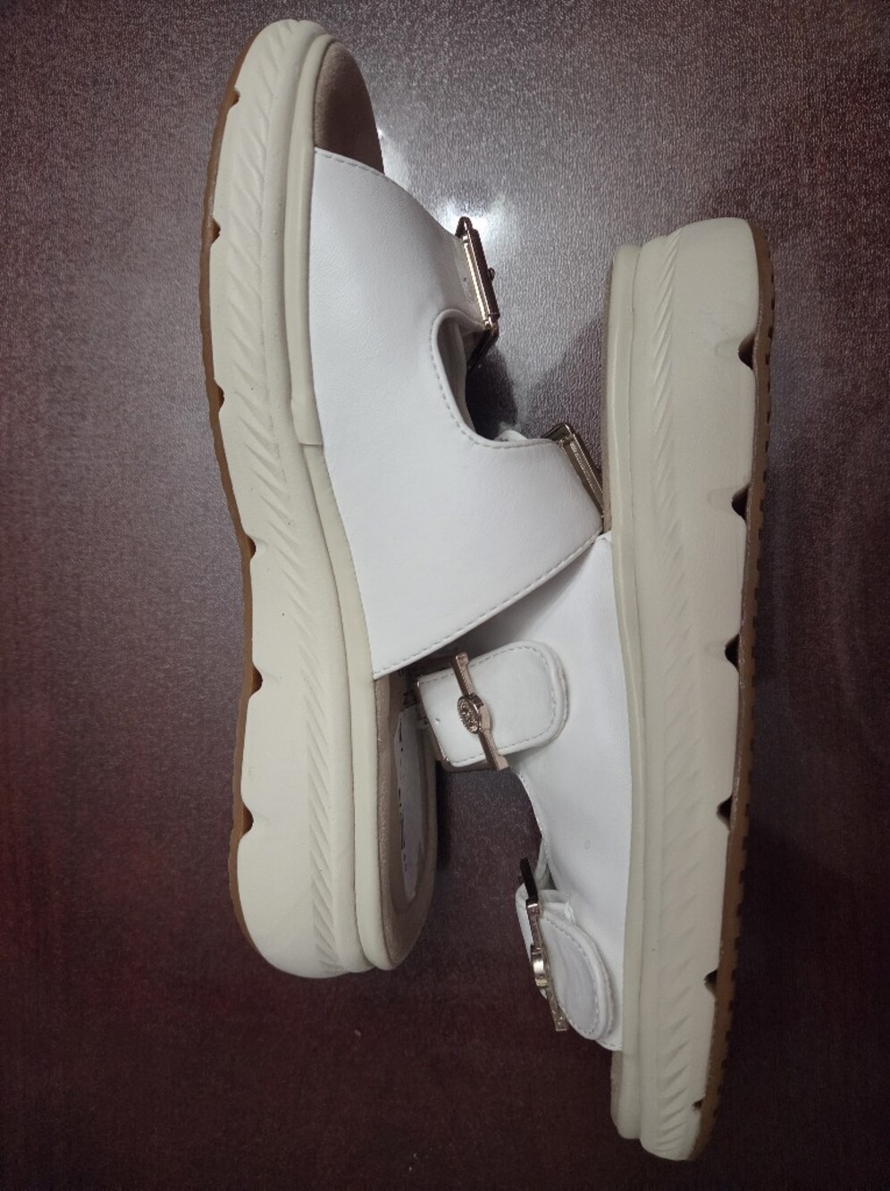 Anne Klein White Dual Buckle Slide Sandals, 7, Never Ever Worn - Picture 3 of 4